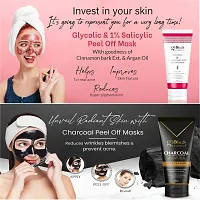 Natural Anti Acne  Oil Control Peel Off Mask Combo For Women - Glycolic  1% Salicylic Acid Peel Off Mask  Charcoal Peel Off Mask- Set Of 2-thumb1