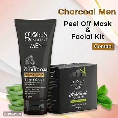 Natural Charcoal Men Peel Off Mask  Facial Kit Combo, Anti Pollution Formula, For Normal To Oily Skin-thumb2