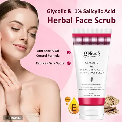 Glycolic  1% Salicylic Acid Herbal Anti Acne Face Scrub, Set of 2, 100g-thumb2