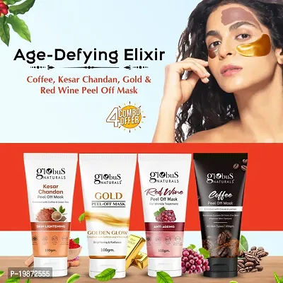 Natural Age-Defying Elixir - Coffee, Kesar Chandan, Gold And Red Wine Peel Off Mask Combo, Set Of 4-thumb2