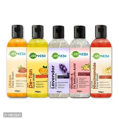 Natural Ubtan, De Tan, Lavender, Glycolic, Niacinamide Face Wash Combo Set Of 5