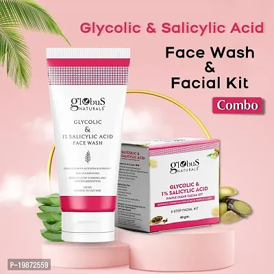 Natural Glycolic  1% Salicylic Acid Face Wash  Facial Kit Combo, Anti Acne  Oil Control Formula, For Normal To Oily Skin-thumb2