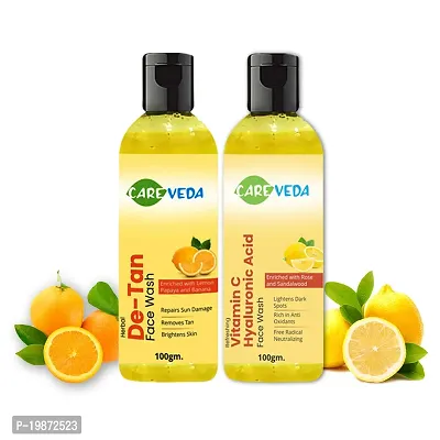 Natural De-Tan Face Wash  Vitamin C  Hyaluronic Acid Face Wash Combo, Set Of 2-thumb0