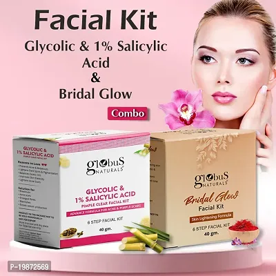 Natural Facial Kit Combo-Acne,Pimple Clear Glycolic  Skin Lightening Bridal Glow Facial Kit, For All Skin Types-thumb2