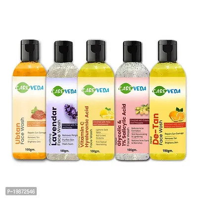 Natural Ubtan, De Tan, Lavender, Glycolic, Vitamin C Face Wash Combo Set Of 5