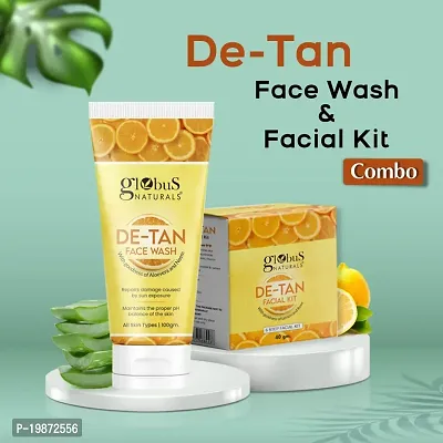 Natural De Tan Face Wash  Facial Kit Combo, Tan Removal Formula, For All Skin Types-thumb2