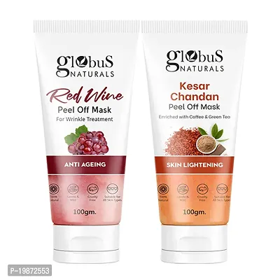 Natural Radiance  Glow Peel Off Mask Combo - Kesar Chandan  Red Wine Peel Off Mask, 100 Gm, Set Of 2