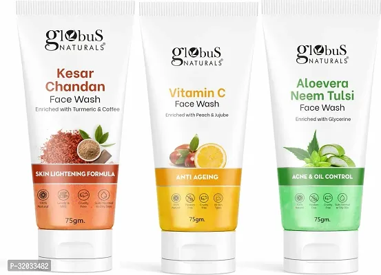 Aloevera, Kesar Chandan  Vitamin C Face wash,  Set of 3, 225g