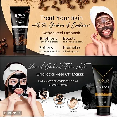 Natural Brightening  Oil Control Peel Off Mask Combo For Women - Coffee Peel Off Mask  Charcoal Peel Off Mask- Set Of 2-thumb2