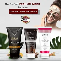 Natural Perfect Peel-Off Trio For Men Charcoal, Coffee, And Glycolic  Salicylic Acid Peel Off Mask, 100 Gm, Set Of 3-thumb1