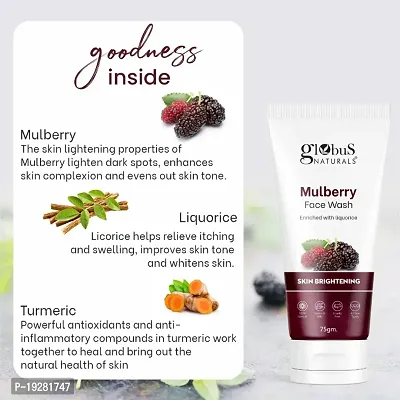 Globus Naturals Mulberry Fairness Face Wash For Even Skin Tone, Deep Cleansing Moisturizing  Nourishing, Natural  Ayurvedic Formula, Chemical Free, Cruelty Free, Suitable For All Skin Types, 75 gm-thumb4