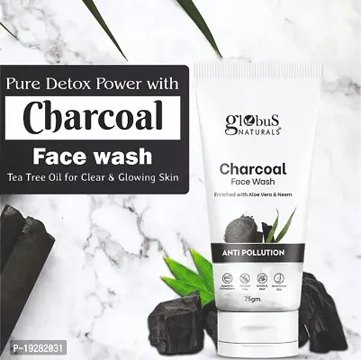 Globus Naturals Anti Pollution Charcoal Face Wash, Enriched with Tea Tree Oil, For Oily  Acne Prone Skin, 75 gm-thumb3