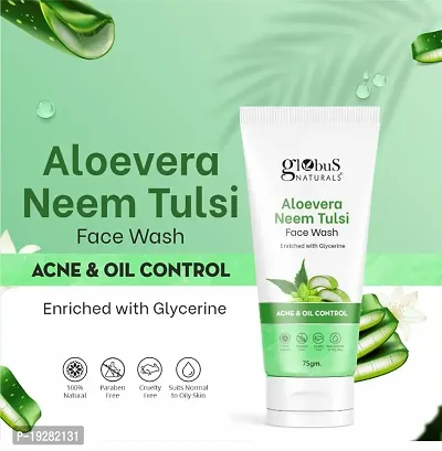 Globus Naturals Aloe vera Neem Tulsi Enriched With Glycerin  Oil Control Formula Men  Women All Skin Types Face Wash  75gm-thumb3