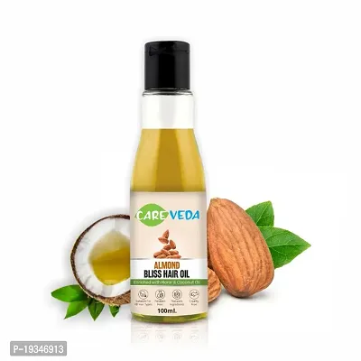 CareVeda Almond Bliss Hair Oil, Enriched with Harar and Coconut oil Suitable For All Hair Types 100ml