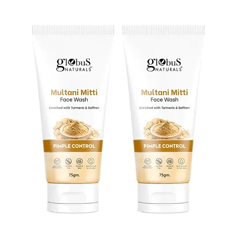 Globus Naturals Multani Mitti Face Wash, Enriched With Turmeric  Saffr