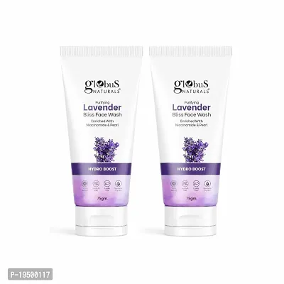 Globus Naturals Purifying Lavender Face Wash, Enriched With Niacinamide  Pearl, Hydro Boost Formula, Natural, Gentle  Mild,  75 gm( pack of 2 )