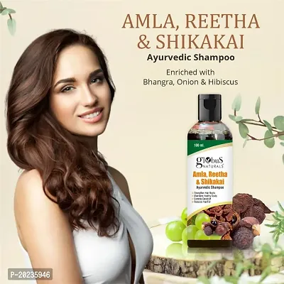 Globus Naturals Amla Reetha Shikakai Shampoo, Natural  Mild Hair Cleanser, For for Healthy Hair and Scalp, Suitable For All Hair Types 100 ml-thumb2