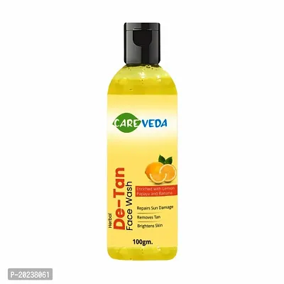 CareVeda TanFree - De-Tan Face Wash for a Smooth and Even Skin Tone, Enriched with Lemon Papaya and Banana, Suitable For All Skin Types, 100 gm