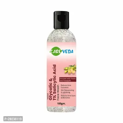 CareVeda SkinSavior - Glycolic and 1% Salicylic Acid Face Wash for Flawless Skin, Unclogs Pores  Control Oil  Sebum Production, Suitable for Oily  Acne Prone Skin, 100 gm-thumb0