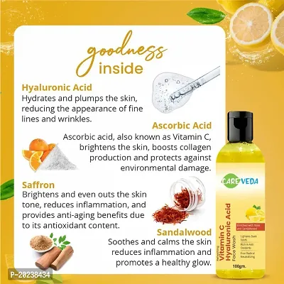 CareVeda GlowGetter - Refreshing Vitamin C  Hyaluronic Acid Face Wash, With Anti Aging Benefits, For All Skin Types, 100gm-thumb5