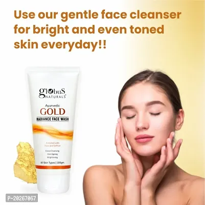 Globus Naturals Gold Radiance Anti Ageing  Brightening Face Wash Enriched with Saffr-thumb2