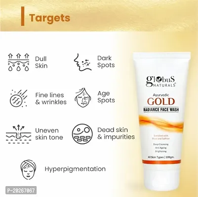 Globus Naturals Gold Radiance Anti Ageing  Brightening Face Wash Enriched with Saffr-thumb4