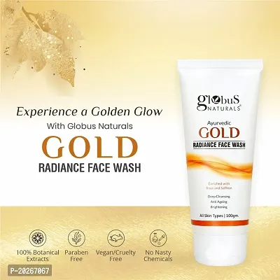 Globus Naturals Gold Radiance Anti Ageing  Brightening Face Wash Enriched with Saffr-thumb5