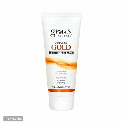 Globus Naturals Gold Radiance Anti Ageing  Brightening Face Wash Enriched with Saffron  Rose, Deep Cleansing, Anti Ageing, Brightening, Suitable For All Skin Types, 100 ml