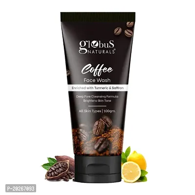 Globus Naturals Coffee Face Wash Enriched with Turmeric  Saffron, Deep Pore Cleansing Formula Brightens Skin Tone, Suitable For All Skin Types, 100 gms-thumb0