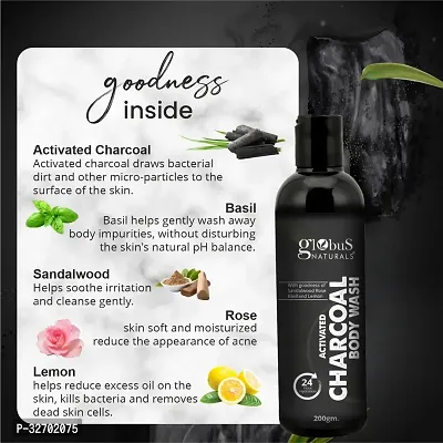 Activated Charcoal Body Wash For Deep Cleansing  Refreshing Bath Experience, Set of 2, 200gm-thumb4