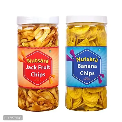 Nutsara Kerala Yellow Banana Chips and Jackfruit Chips Combo Made in Coconut Oil (500GM)