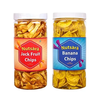 Nutsara Kerala Yellow Banana Chips and Jackfruit Chips Combo Made in Coconut Oil (500GM)