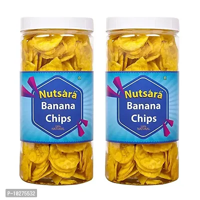 Nutsara Fresh Kerala Yellow Banana Chips Made in Coconut Oil - Home Made Ready to Eat Snacks (500gm)