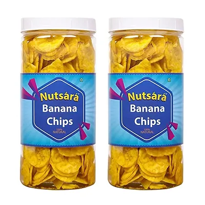 Nutsara Fresh Kerala Yellow Banana Chips Made in Coconut Oil - Home Made Ready to Eat Snacks (500gm)