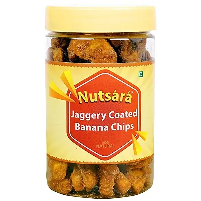 Nutsara Jaggery Coated Banana Chips - Ready to eat Homemade Kerala Sharkara Varatti Upperi (200gm)