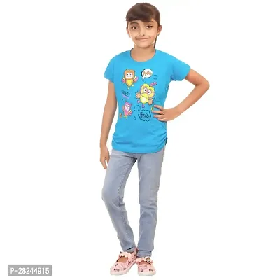 Amara Trendy Blue Cotton Printed Casual Top For Girls