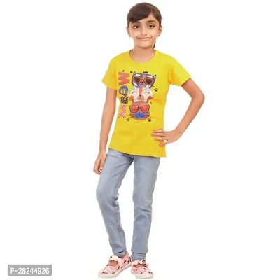 Amara Trendy Yellow Cotton Printed Casual Top For Girls