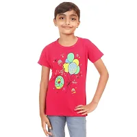 Amara Trendy Pink Cotton Printed Casual Top For Girls-thumb1