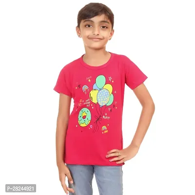 Amara Trendy Pink Cotton Printed Casual Top For Girls-thumb2