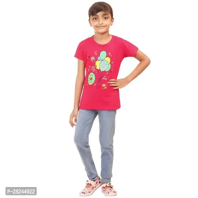 Amara Trendy Pink Cotton Printed Casual Top For Girls