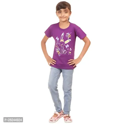 Amara Trendy Purple Cotton Printed Casual Top For Girls