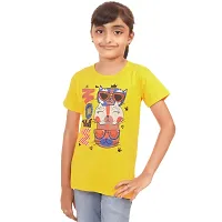 Amara Trendy Yellow Cotton Printed Casual Top For Girls-thumb1