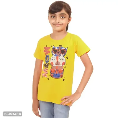 Amara Trendy Yellow Cotton Printed Casual Top For Girls-thumb2