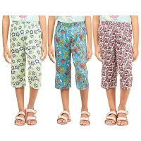 Laraa Clothing Regular Floral Capri for Girls Multi-Color Capries - Set of 3-thumb1