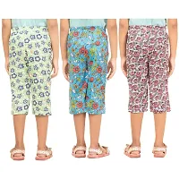 Laraa Clothing Regular Floral Capri for Girls Multi-Color Capries - Set of 3-thumb2