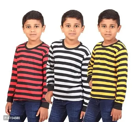 LARAA Boys Full Sleeve Striped Tshirts (Pack of 3)-thumb0