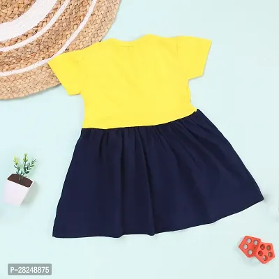 Stylish Yellow Cotton Printed Dress For Girls-thumb3