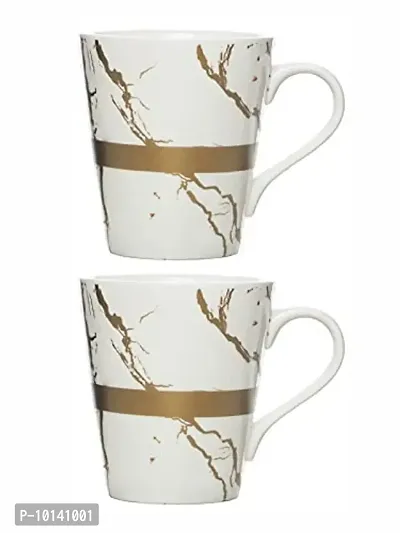 White Gold Porcelain Large Coffee Mugs Set of 2 Pieces 310ml-thumb2