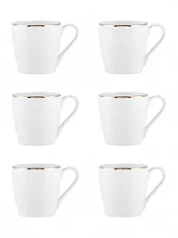 SONAKI Bone China Tea Cups/Coffee Mugs with Real Gold Print (Set of 6pcs). (Made in India), White-thumb1