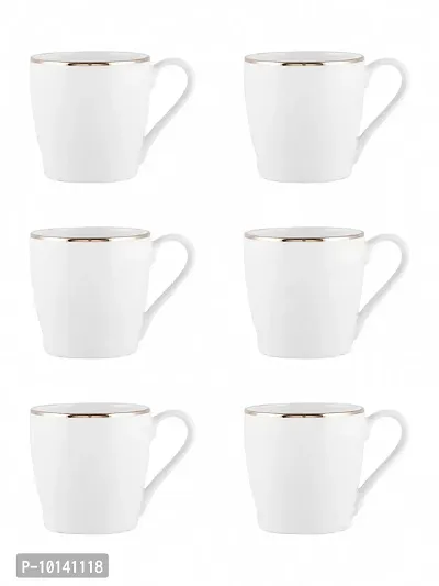 SONAKI Bone China Tea Cups/Coffee Mugs with Real Gold Print (Set of 6pcs). (Made in India), White-thumb2